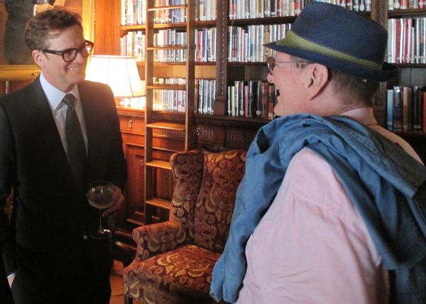 Bridget Jones’s Baby star Colin Firth greets Fred Schepisi in the Lotos Club library